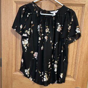 Lauren Conrad Black Floral Blouse | Size S